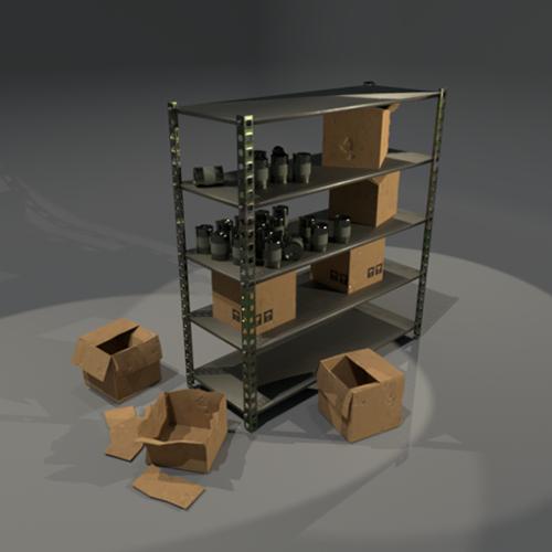 Shelfs and cardboard boxes preview image
